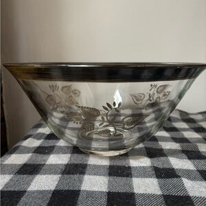 Vintage Elegant Glass Bowl with Silver Floral Design